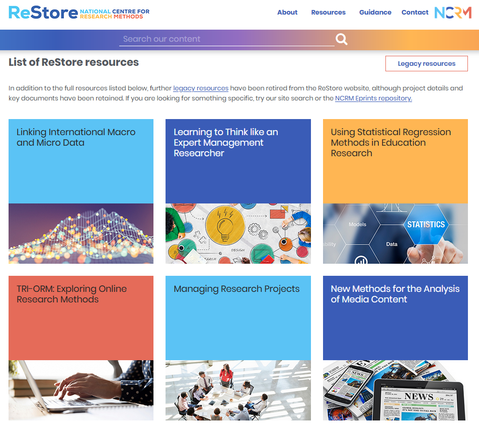 A screenshot of the ReStore website