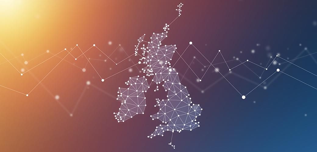 An illustrated map of the British Isles with lines connecting different locations