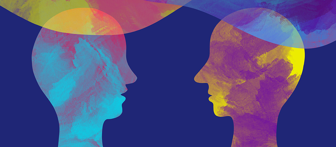 An illustration of the profiles of two people.