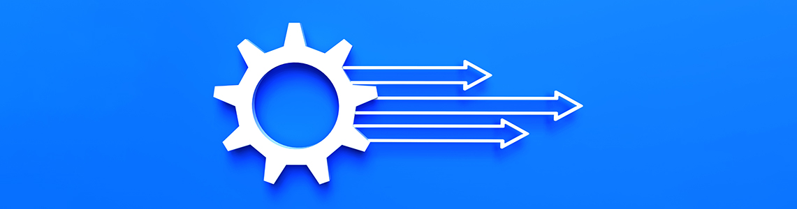 A cog with arrows coming out of it.