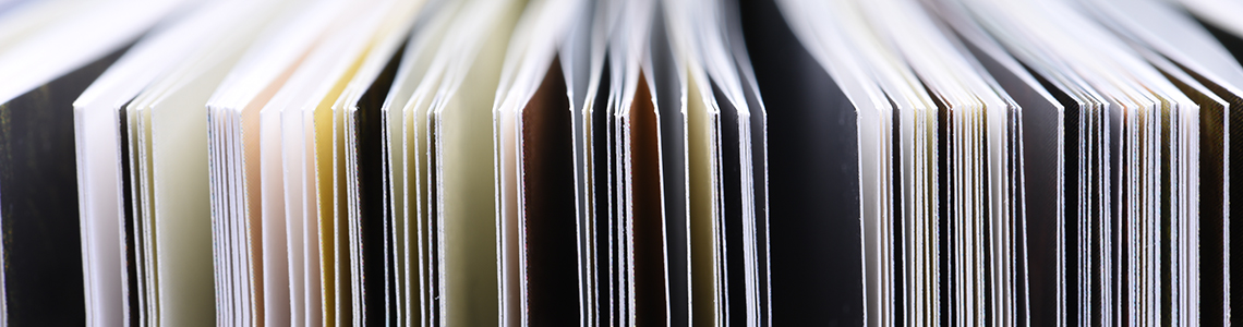 A close-up photo of documents lined up