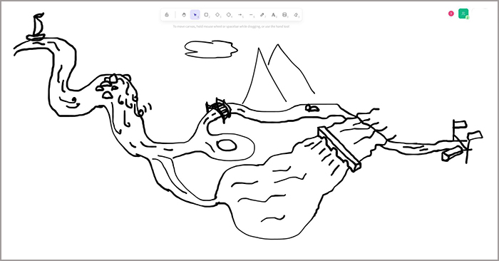 Example of drawing of a river, usign digital tool.